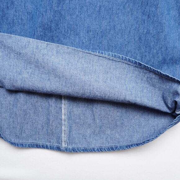 Studio Ease Blue Denim Overall/Jumper Midi Dress Sz 10 USA Made 100% Cotton - Picture 8 of 11